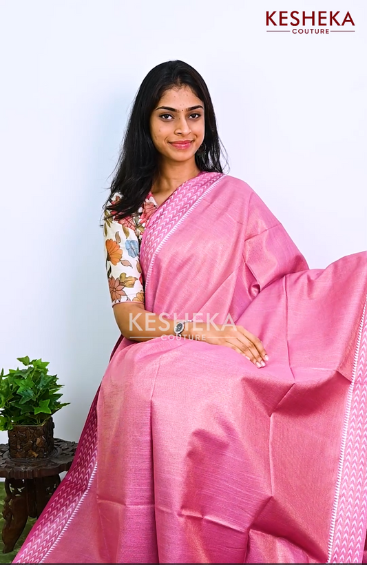Khadi Tissue Saree with Double blouse