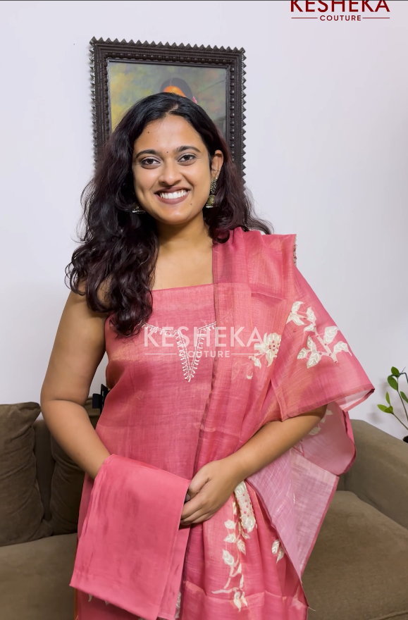 Linen salwar suit with Hand Embroidery