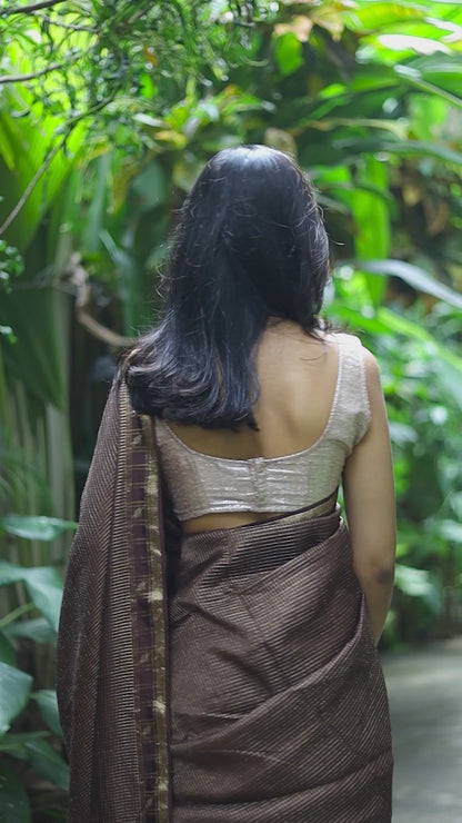 Fancy Tussar Checks Silk Saree