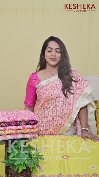 Tussar Embroidery Print Saree