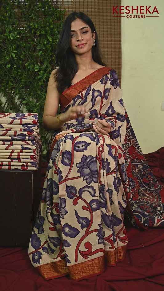 Chennur Silk Saree with Kalamkari Printed