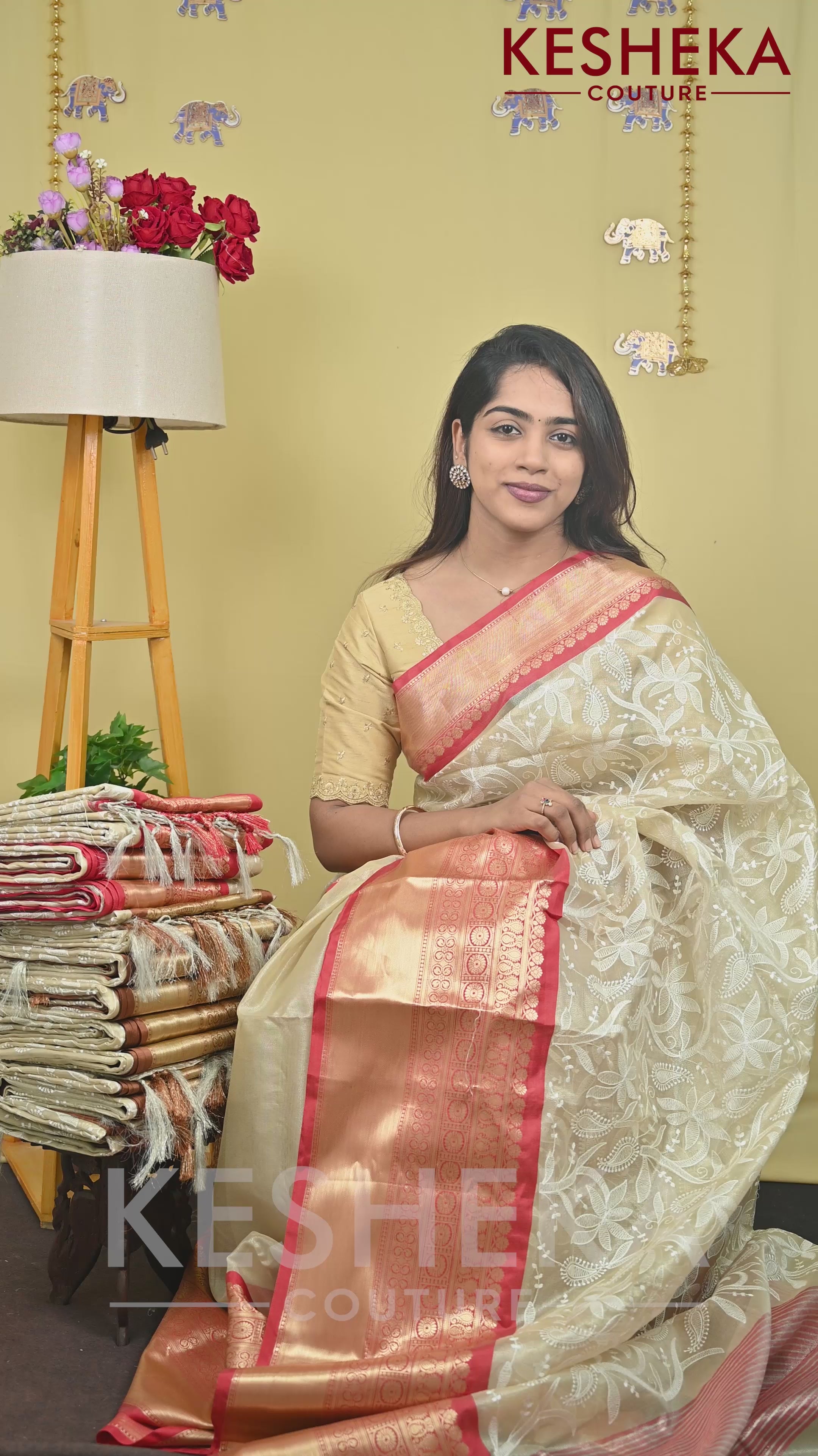 Organza Saree with Kanjivaram saree