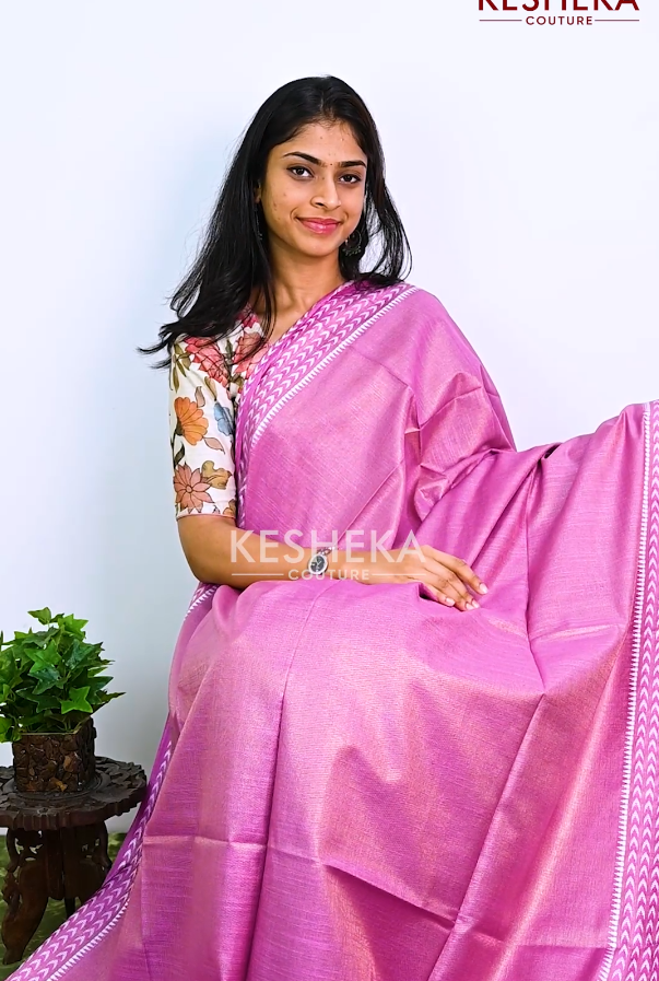 Khadi Tissue Saree with Double blouse
