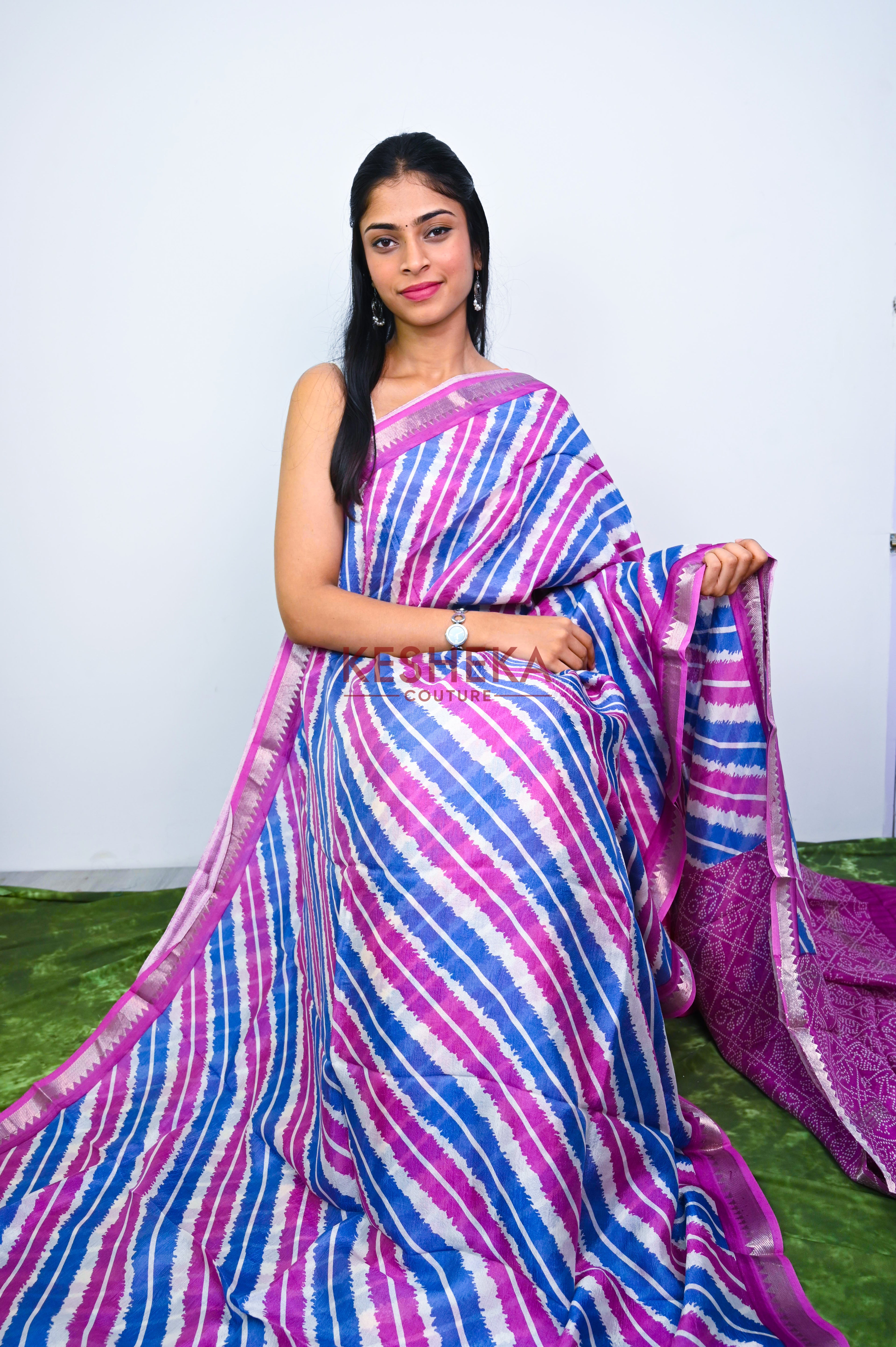 Mangalagiri Silk Sarees with Leheriya border