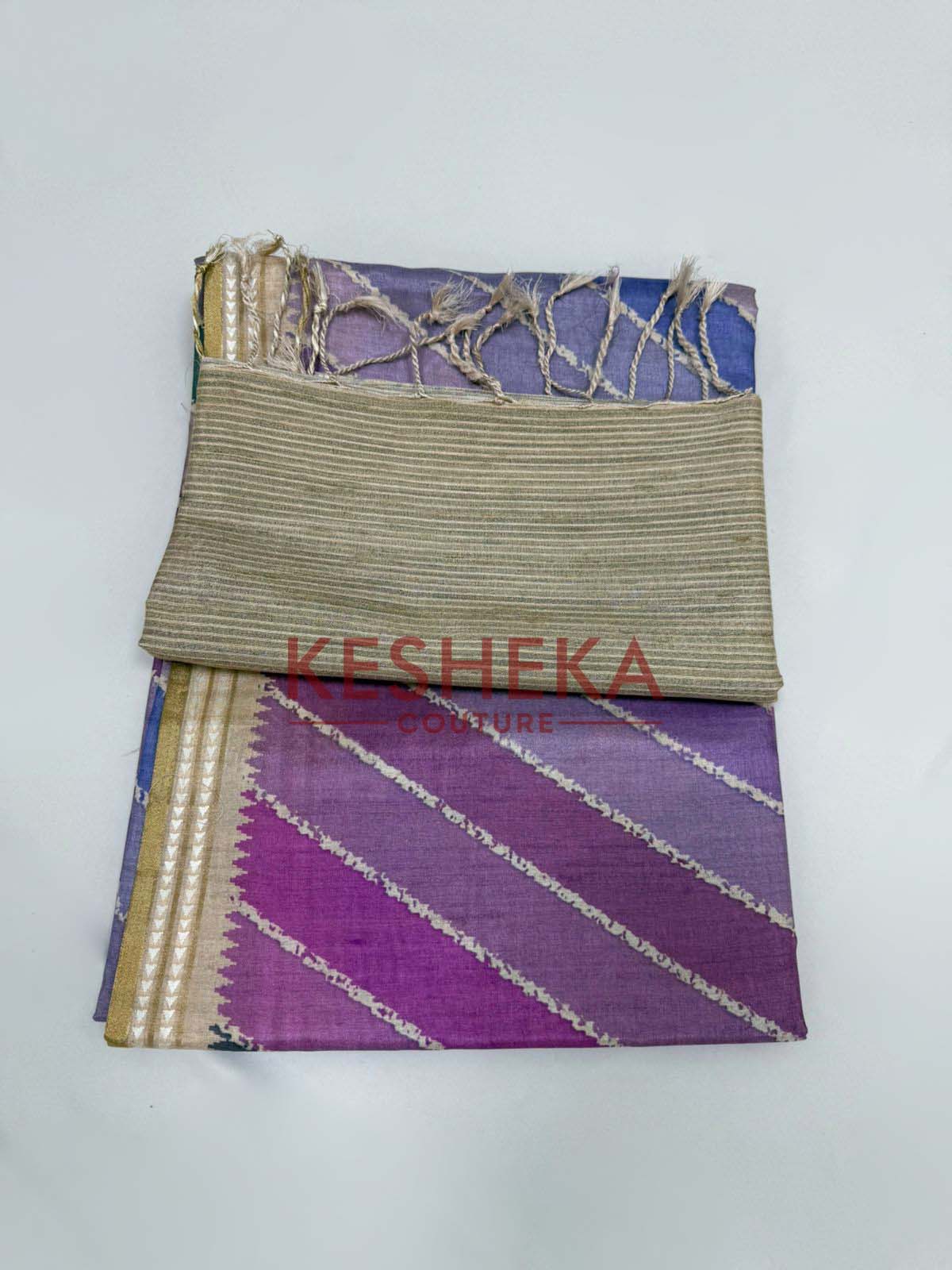 Tussar silk in leheriya stripes